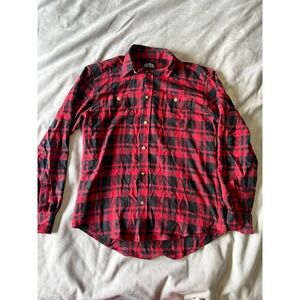 Pacific Outfitters Mens Red Black Buffalo Plaid Flannel Button Down Shirt Small